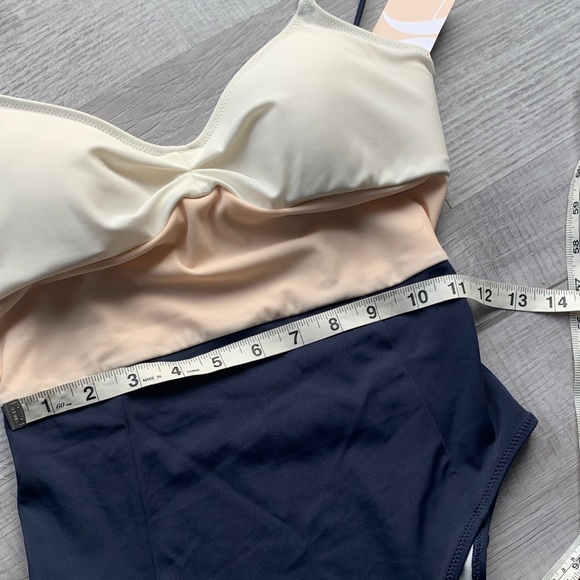 NWT Lively One Piece Swimsuit - Cream, Tan/Pinkish Peach and Navy, size XS. - Picture 9 of 9